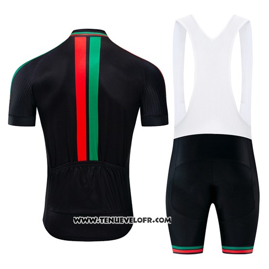 2019 Maillot Ciclismo Portugal Noir Vert Rouge Manches Courtes et Cuissard